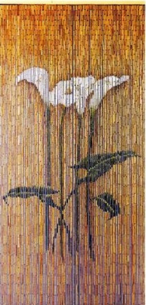Rideau de porte Chat et Papillon - Bambou - 90 x 200 cm - 90 x 200